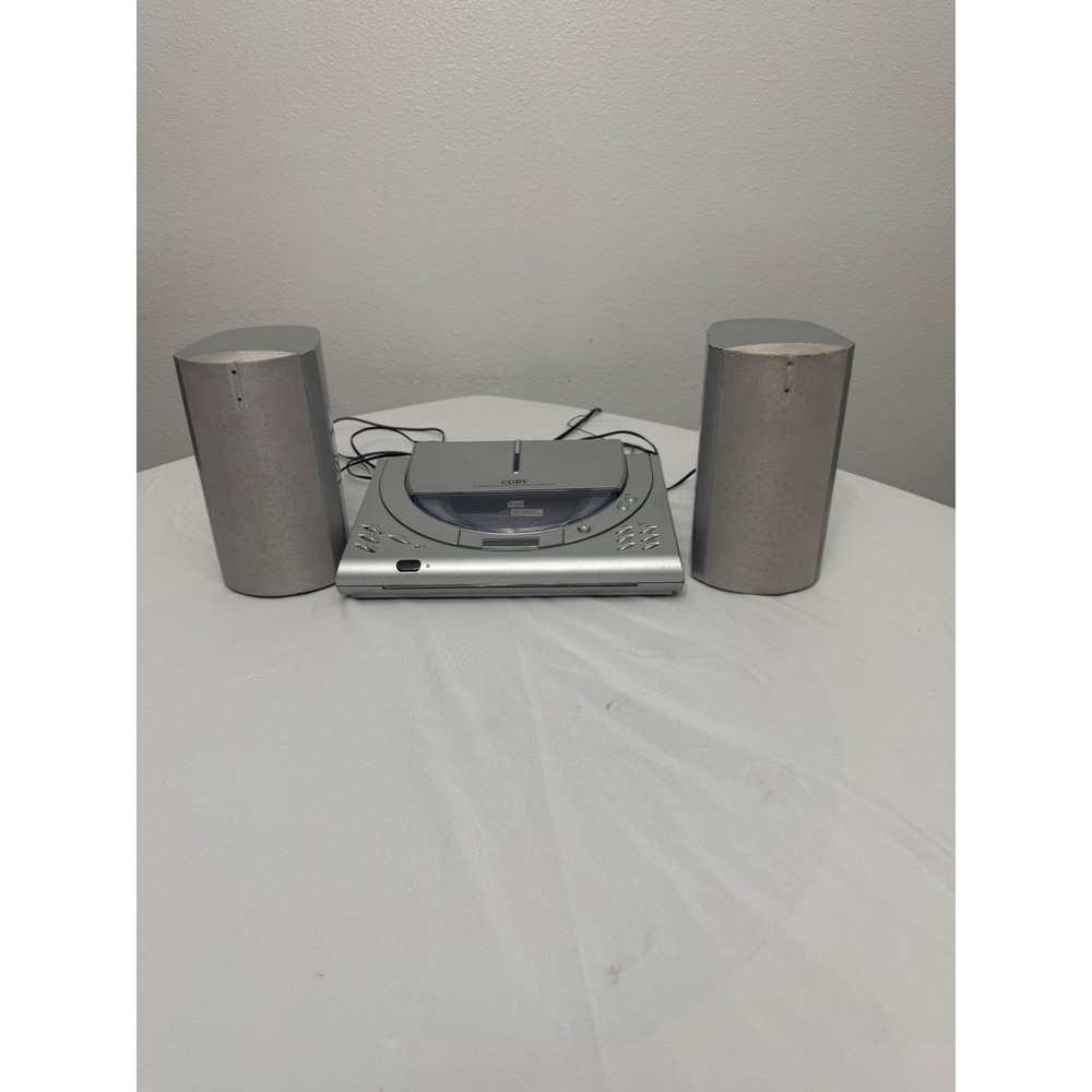 Coby CX-CD395 Micro CD Player Stereo System AM/FM Tuner Silver tested READ